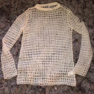 M Helmut Lang cream open knit sweater